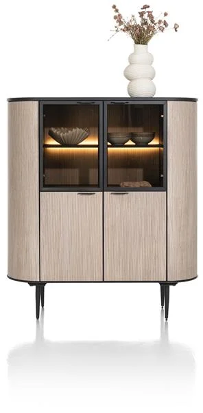 XOOON Aramon Schrank + LED 125 cm 2 Türen 2 Glastüren Metall/HPL