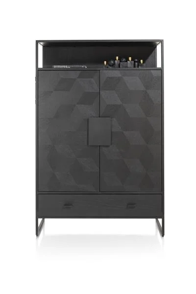 XOOON Capella Schrank Eichenfurnier Onyx/Metallgestell schwarz 115x42 cm