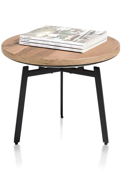 XOOON Halmstad Beistelltisch Metall/Eiche Ø50x40 cm