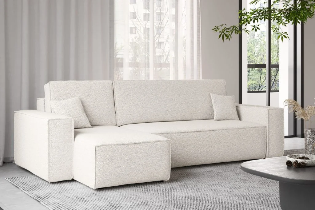 Ecksofa mit Schlaffunktion und Bettkasten, Ecksofa L-Form, Eckcouch L-Form BEST stoff Abriamo