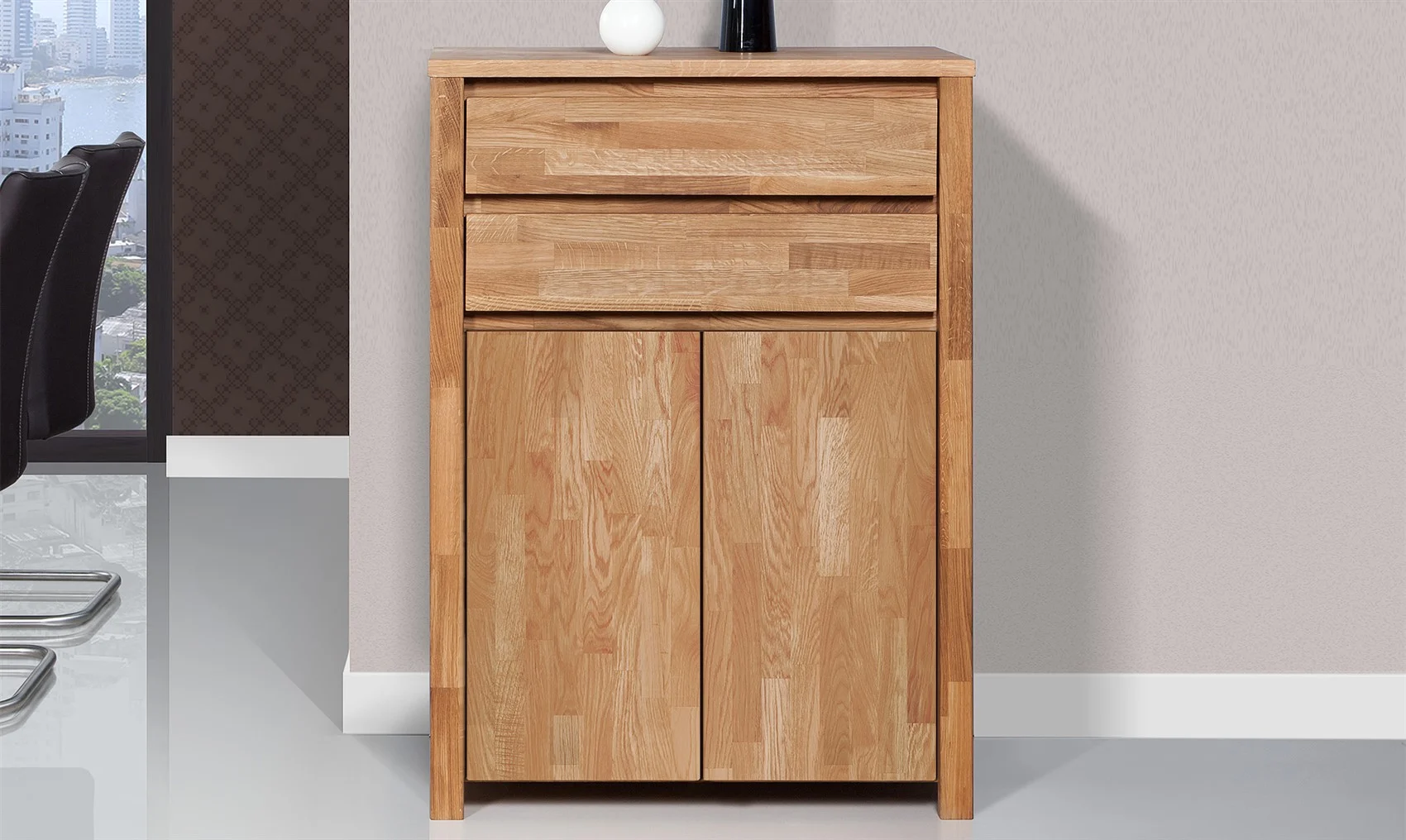 Kommode Hochschrank MAISON Buche massiv 80x112x45 cm - Fun Möbel