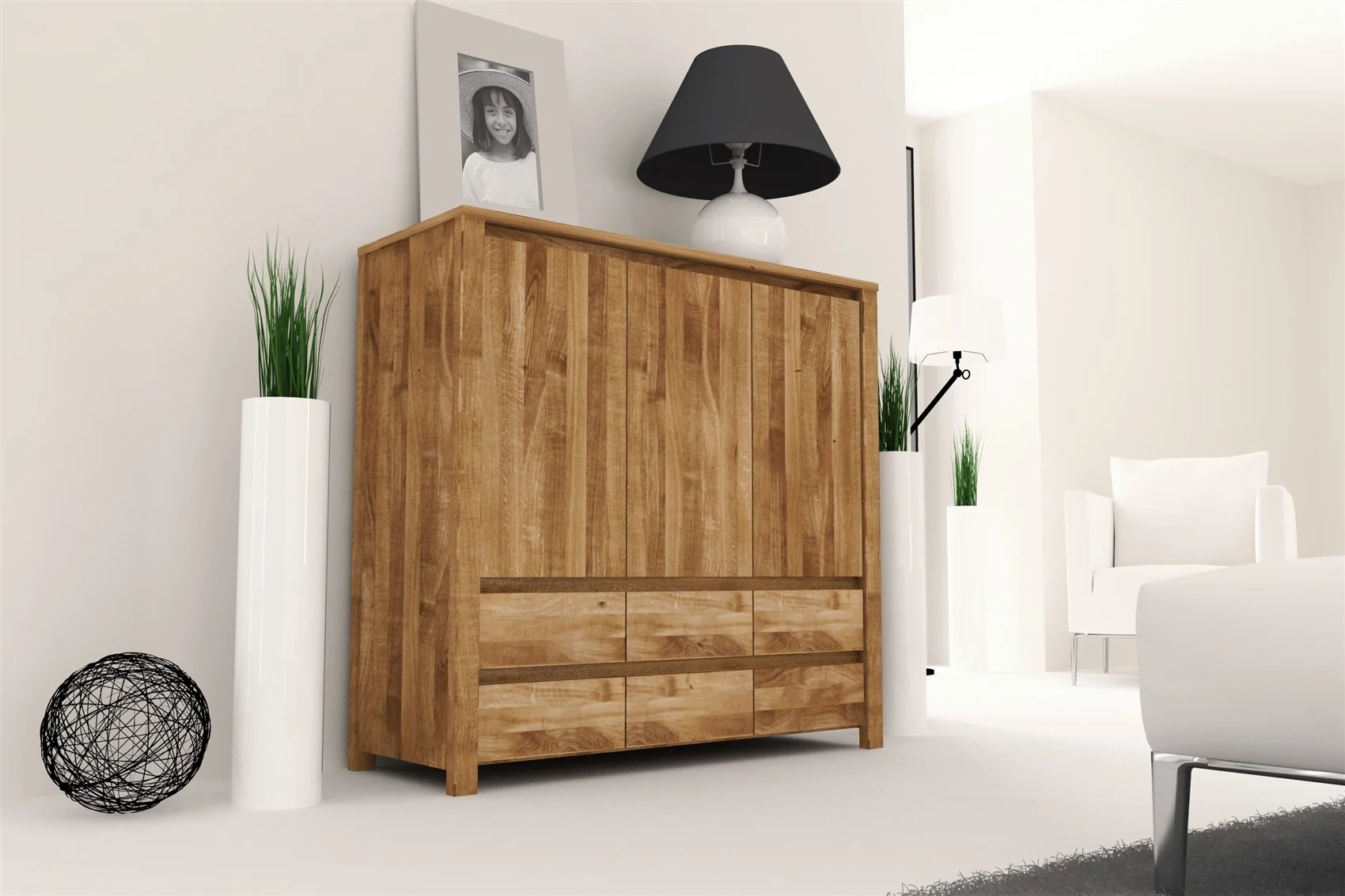 Kommode Schrank MAISON Eiche massiv 115x112x45 cm - Fun Möbel