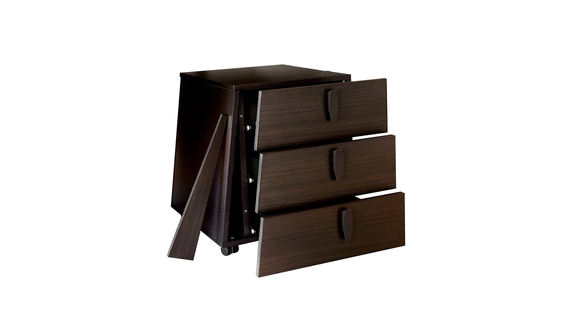 LARUS Tilted pedestal on wheels lh with shock absorber and 3 drawers - Della Rovere