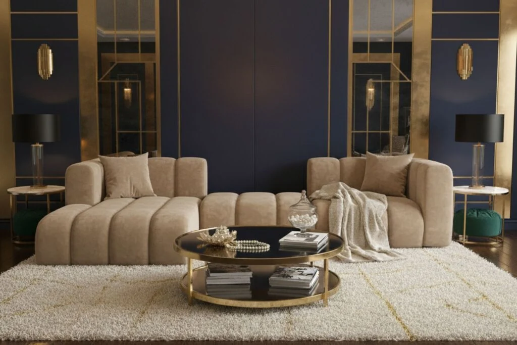 Ecksofa Grand L 319 cm aus Veloursstoff Salvador
