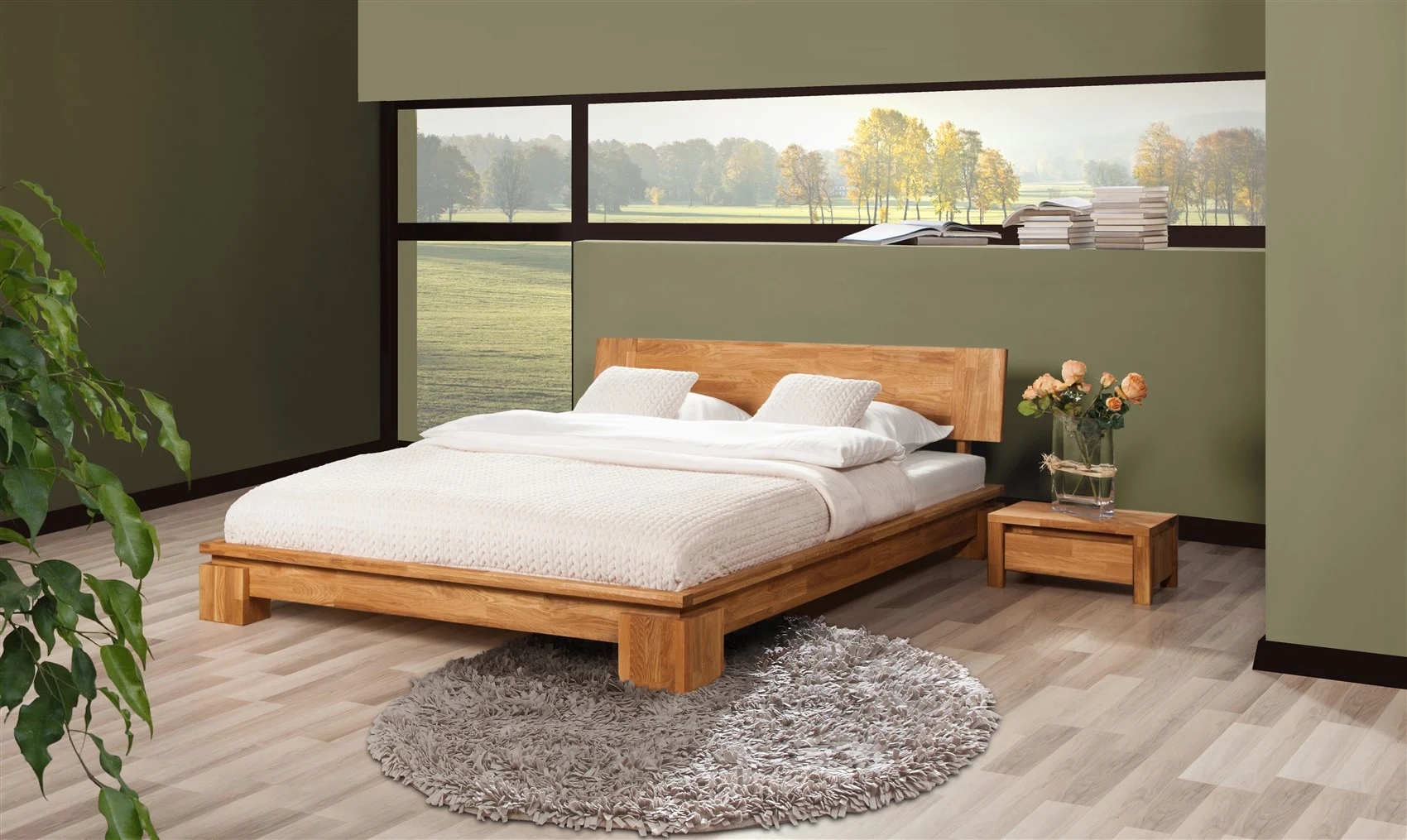 Massivholzbett Schlafzimmerbett MAISON Eiche massiv 200x200 cm - Fun Möbel