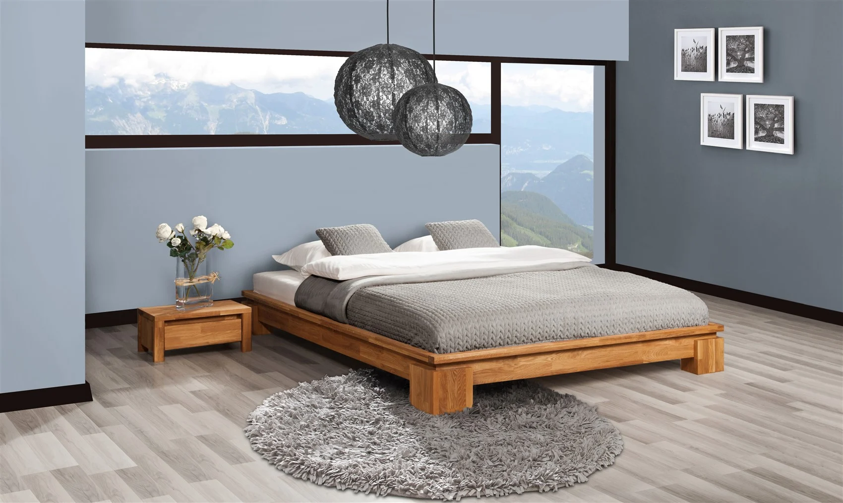 Futonbett Bett Massivholzbett MAISON Eiche massiv 200x200 cm - Fun Möbel