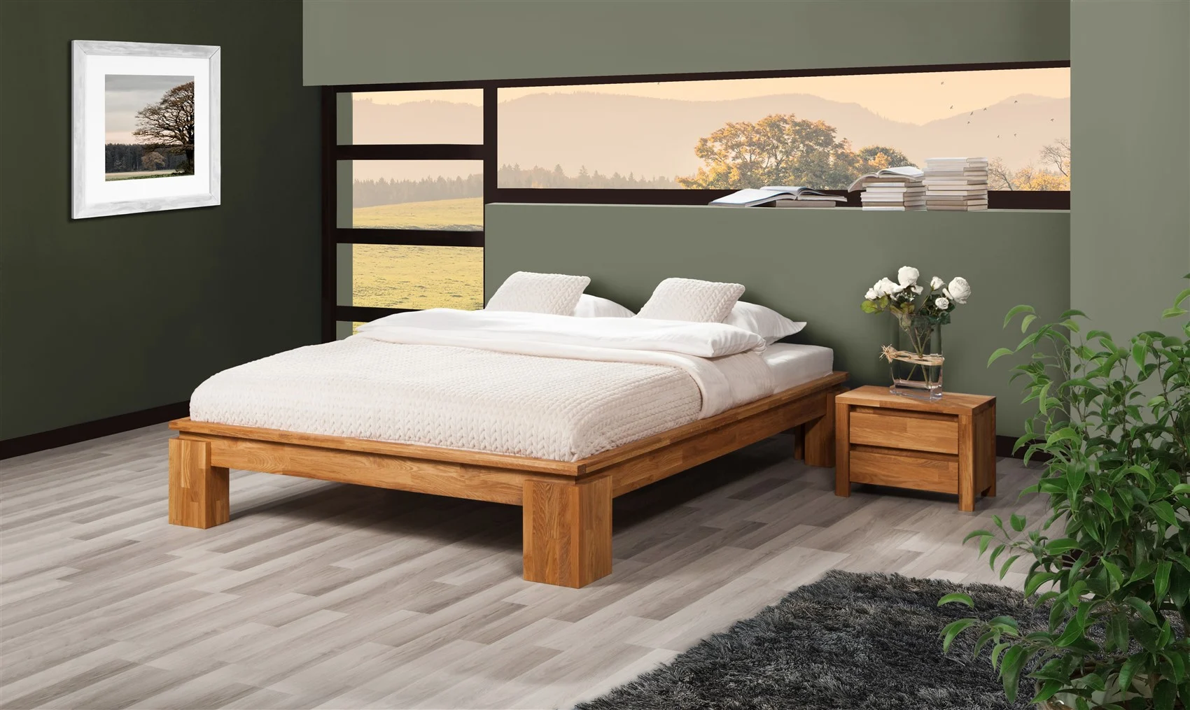 Futonbett Bett Massivholzbett MAISON XL Eiche massiv 180x200 cm - Fun Möbel