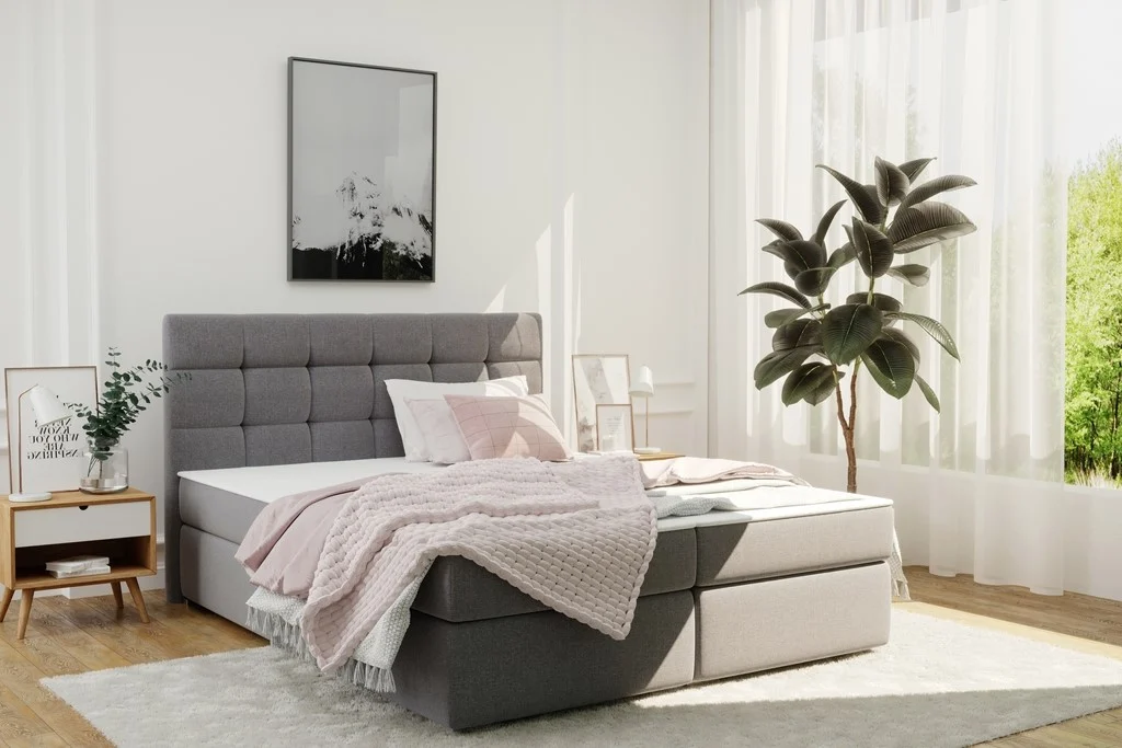 Boxspringbett mit matratze und Bettkasten, Schlafbett FADO stoff Sawana