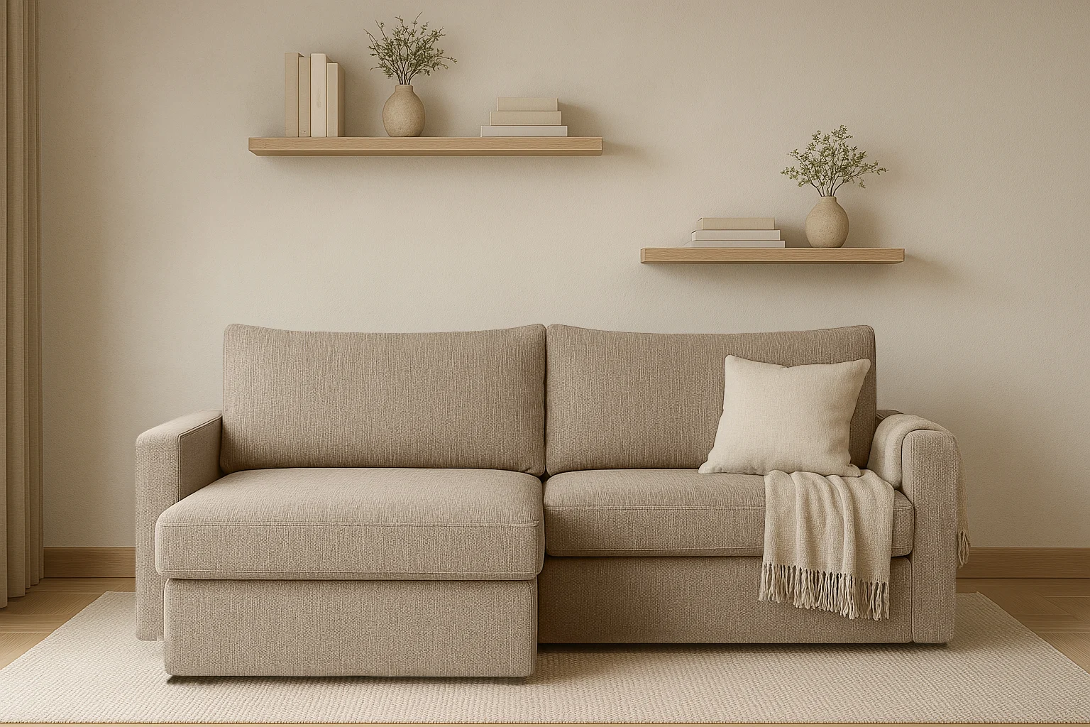 Ecksofa mit Schlaffunktion und Bettzeugablage LUBEKA, Stoff Faro