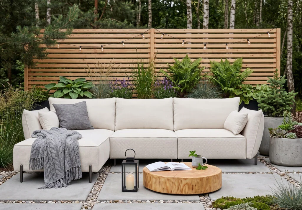 Gartenecksofa für Terrasse und Garten, Stoff Sunlight, SUNMEE - Gartenmöbel