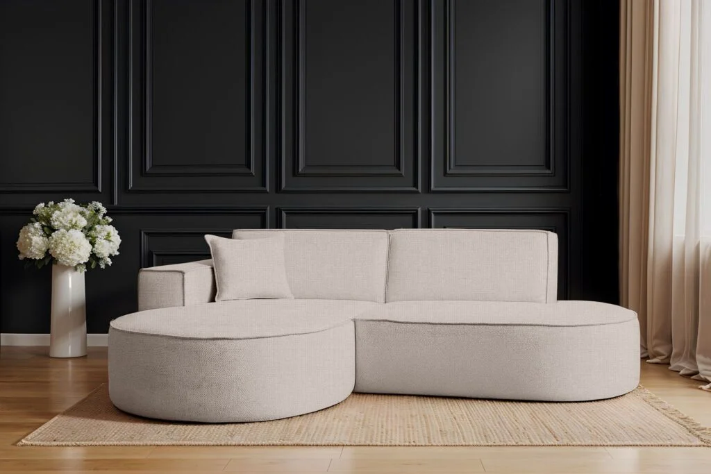 Designer Ecksofa L-Form, MODENA STUDIO aus Chenille-Stoff ARTICO