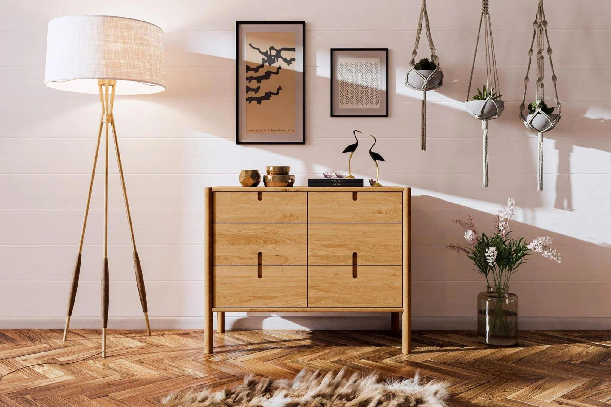 Kommode Schrank SAGA Eiche massiv 97x79x46 cm - Fun Möbel