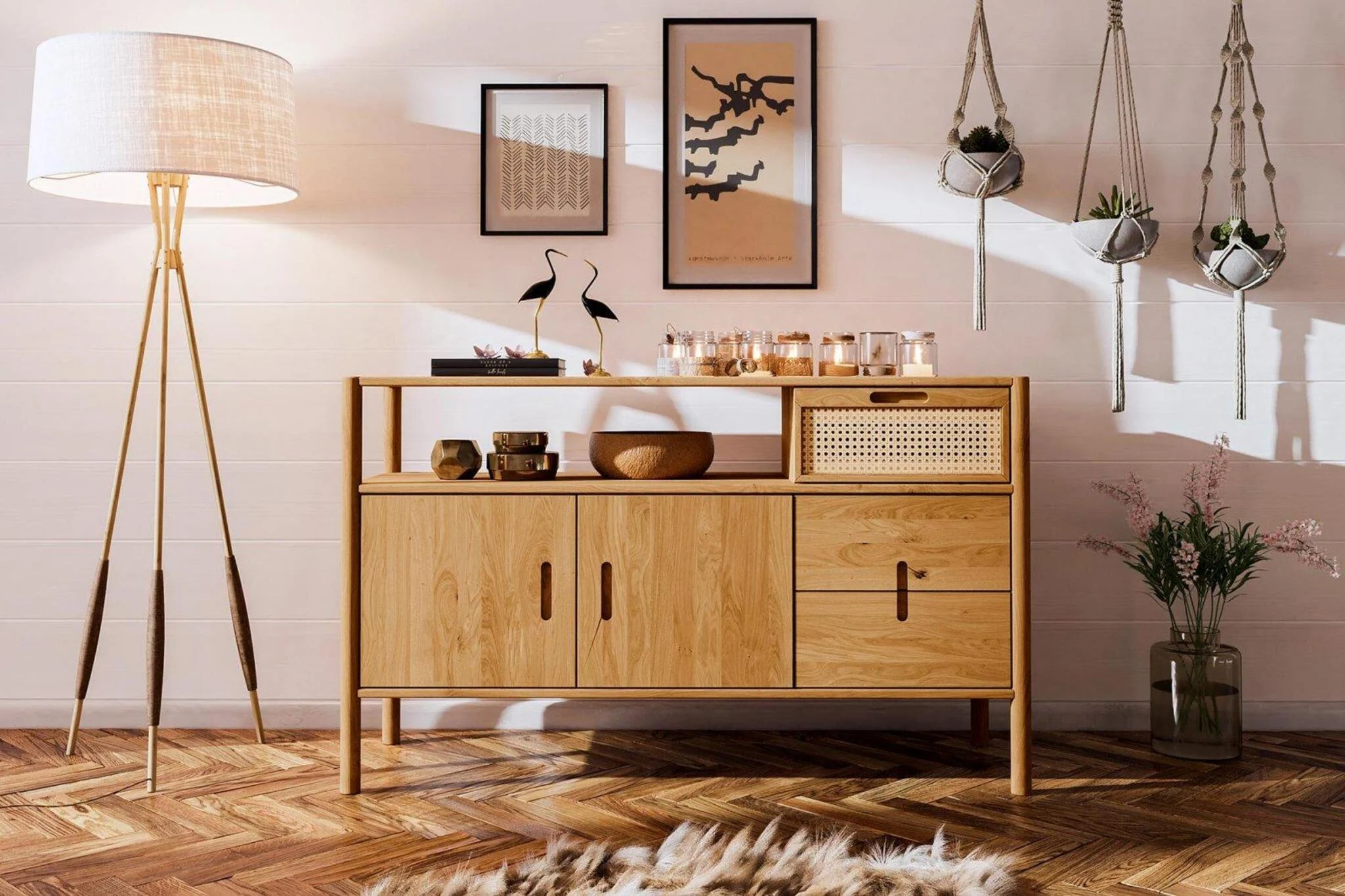 Kommode Schrank SAGA Eiche massiv 142x86x46 cm - Fun Möbel