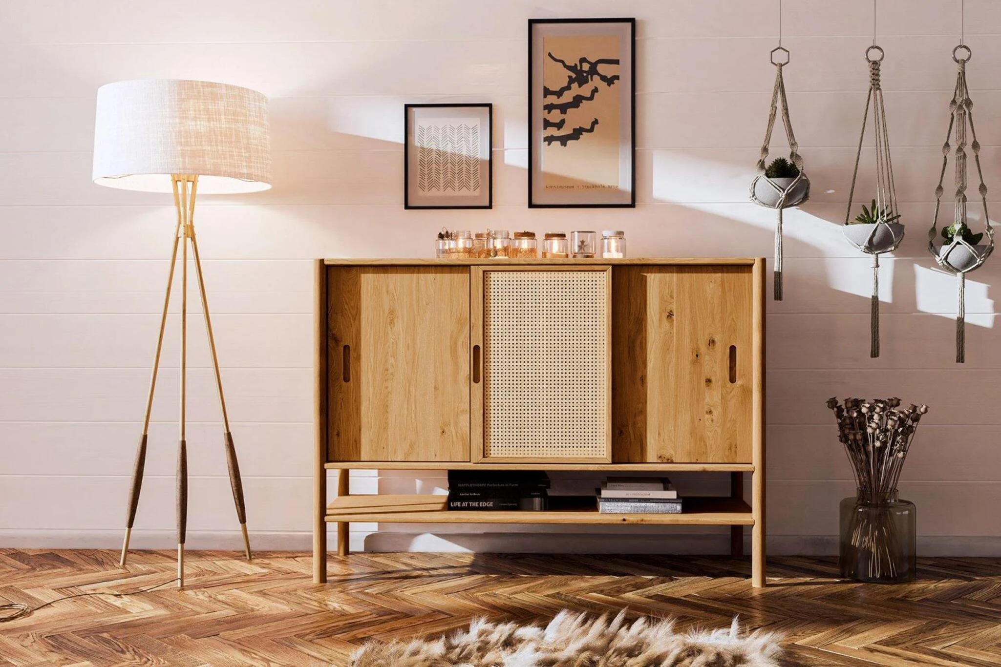 Kommode Schrank SAGA Eiche massiv 142x101x46 cm - Fun Möbel