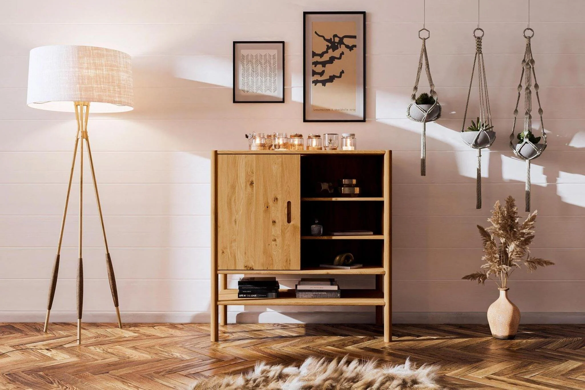 Kommode Schrank SAGA Eiche massiv 97x101x46 cm - Fun Möbel