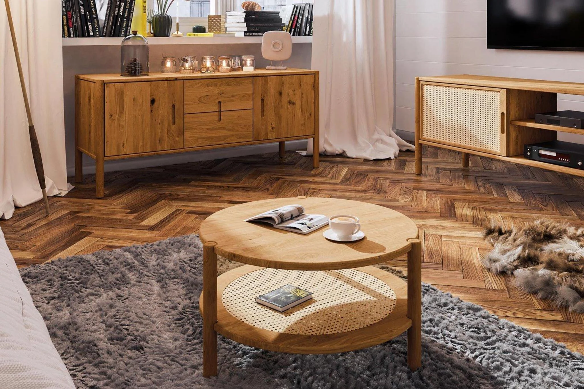 Couchtisch Tisch SAGA Eiche massiv 80x80 cm - Fun Möbel