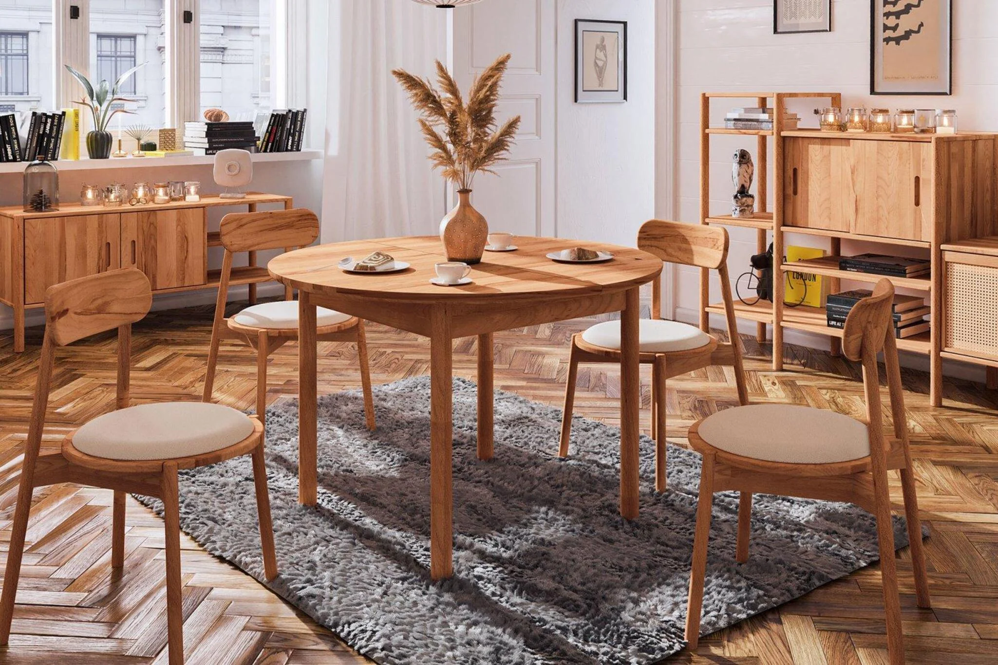Esstisch Tisch ausziehbar SAGA Buche massiv 100/140x100 cm - Fun Möbel