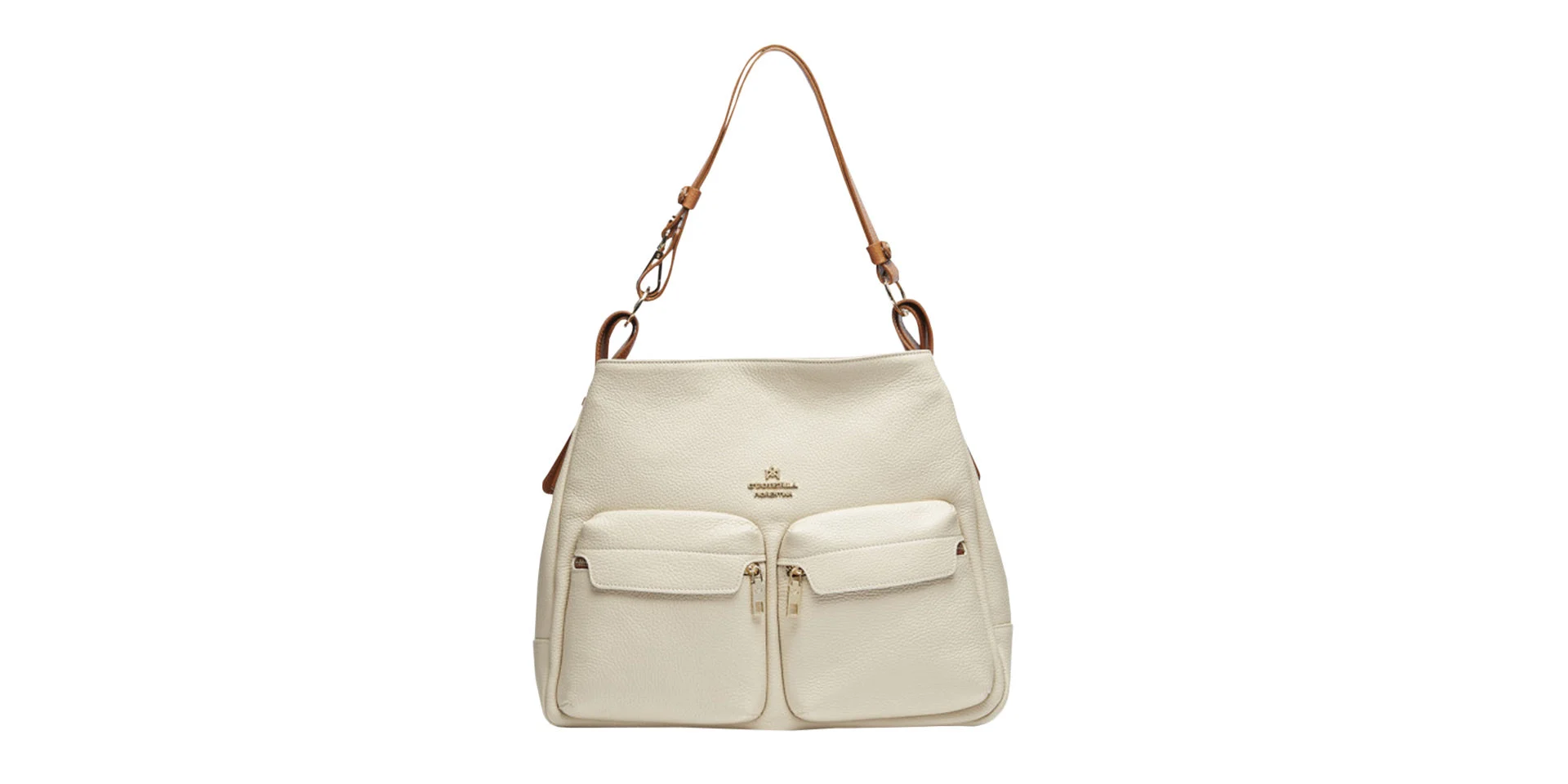 VELVET Large shoulder bag with three external pockets - Cuoieria Fiorentina