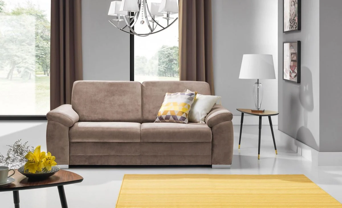 Sofa 3-Sitzer VINZENT Polyesterstoff Taupe 200x90x87 cm