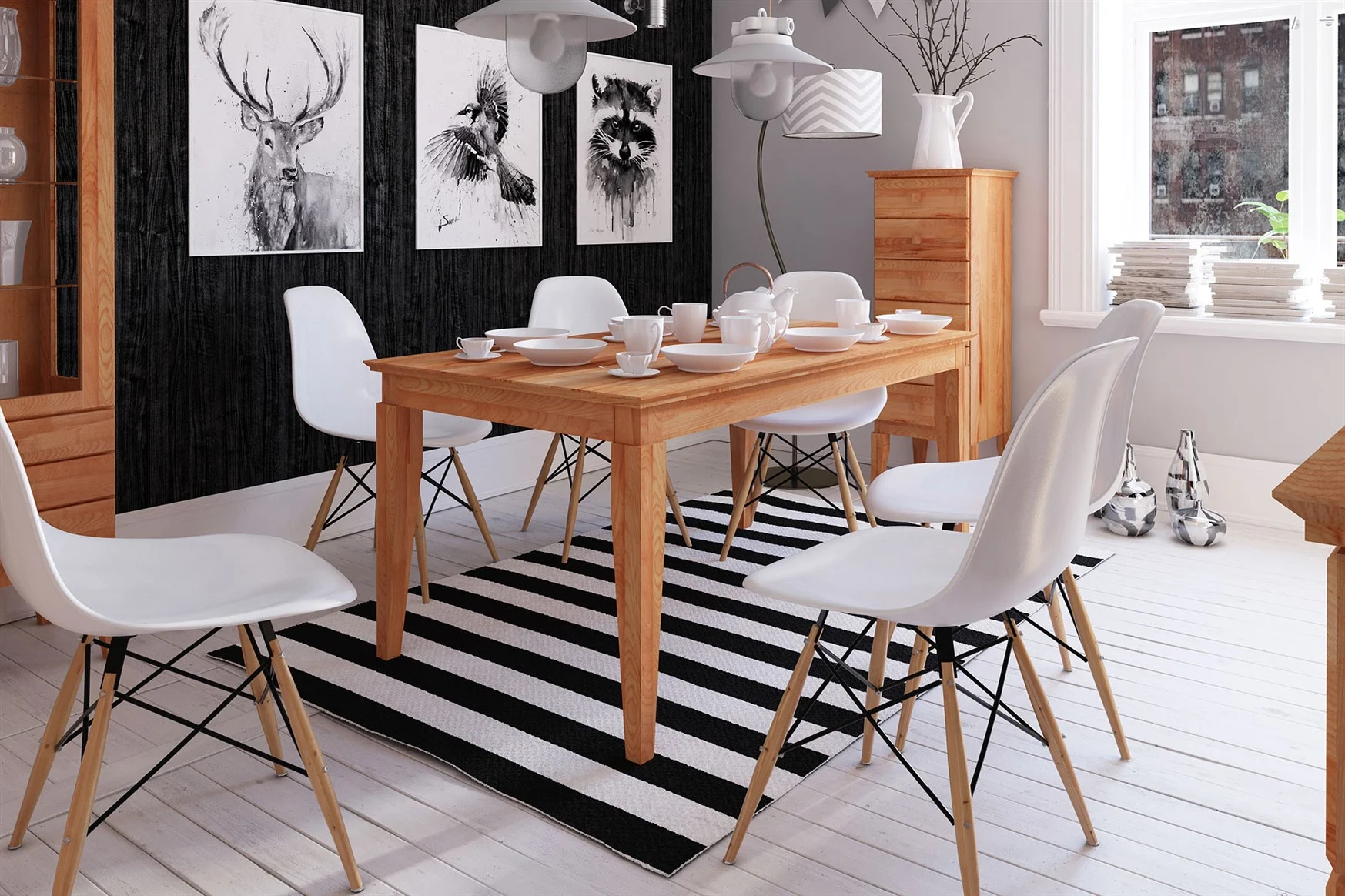 Esstisch Tisch Massivholztisch ausziehbar LENNES Eiche 160/250x90 cm - Fun Möbel