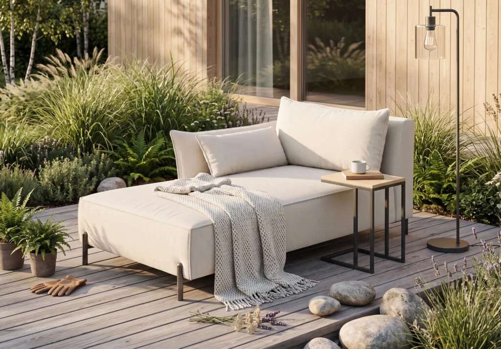 Chaiselongue für Terrasse und Garten, Stoff Sunlight, SUNMEE - Gartenmöbel
