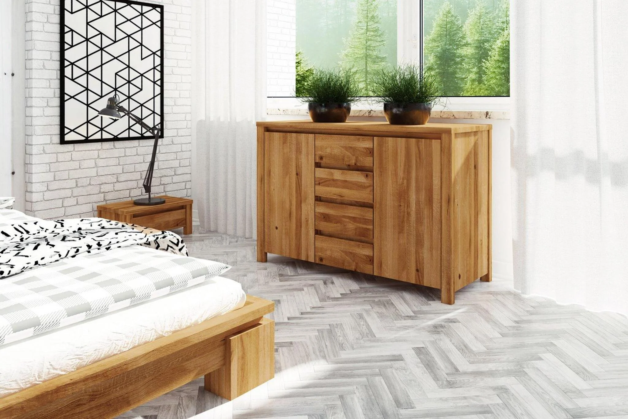 Kommode Schrank MAISON Buche massiv 115x77x45 cm - Fun Möbel