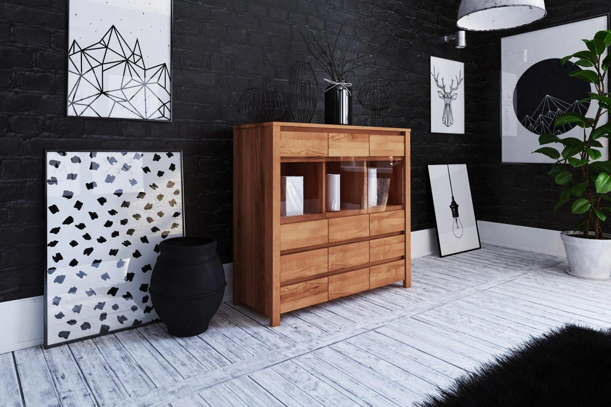 Anrichte Kommode MAISON Buche massiv 115x112x45 cm - Fun Möbel
